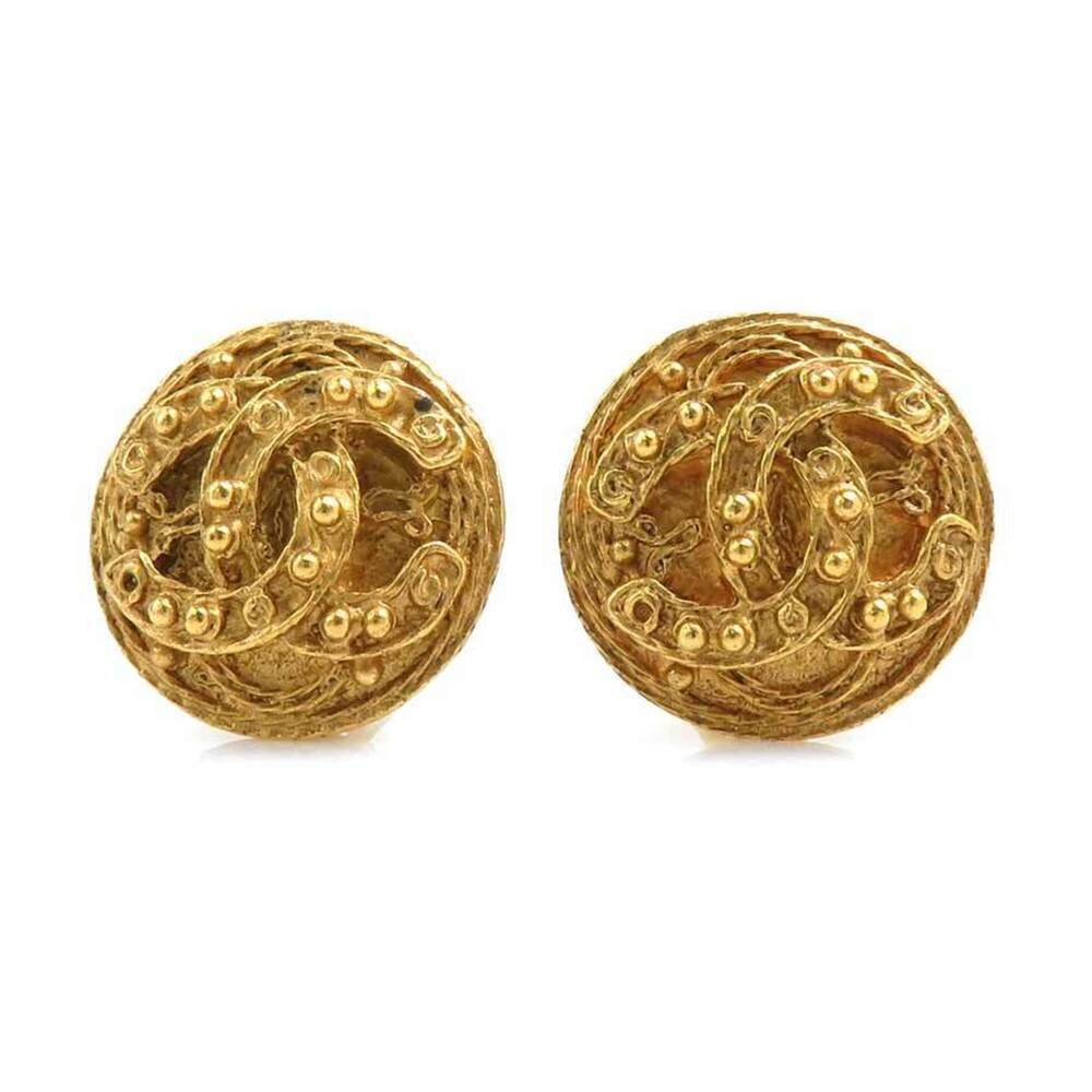 CHANEL Gold Logo Earrings